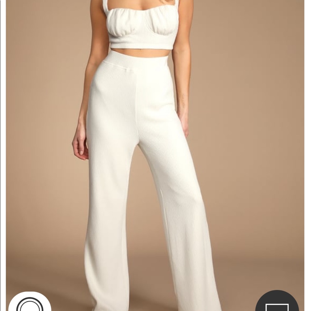 White waffle knit top
